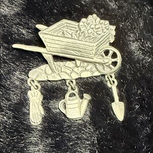 Silver Garden Wheelbarrow Brooch